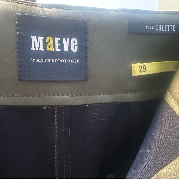 Chic Anthropologie Olive Green Pleather Wide Leg Cropped Pants - Picture 4 of 6